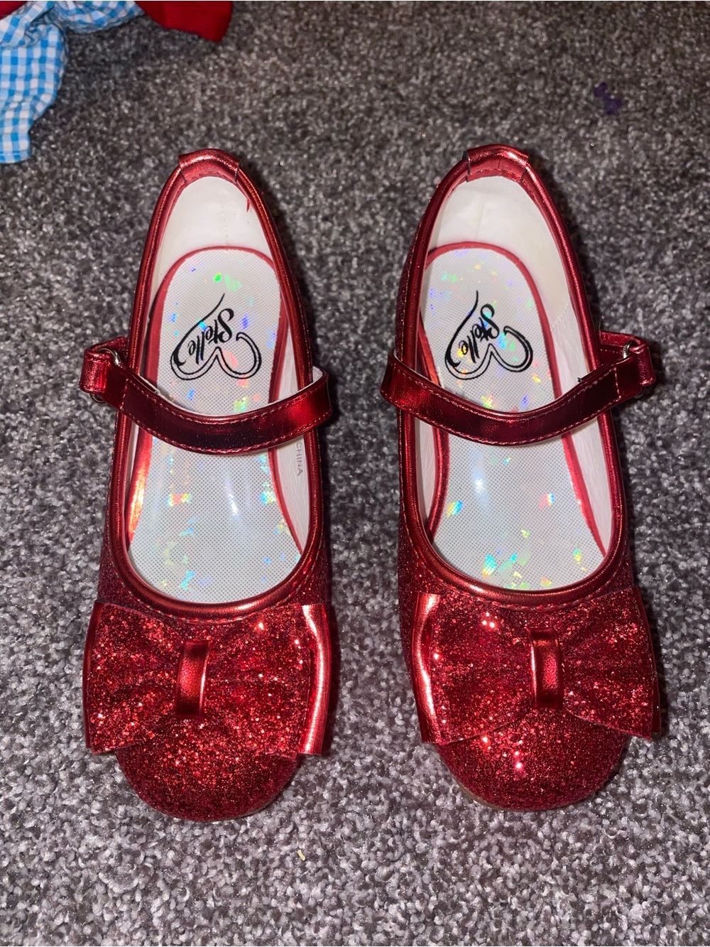Girls Sparkling Red Bow Mary Jane Dress Shoes
